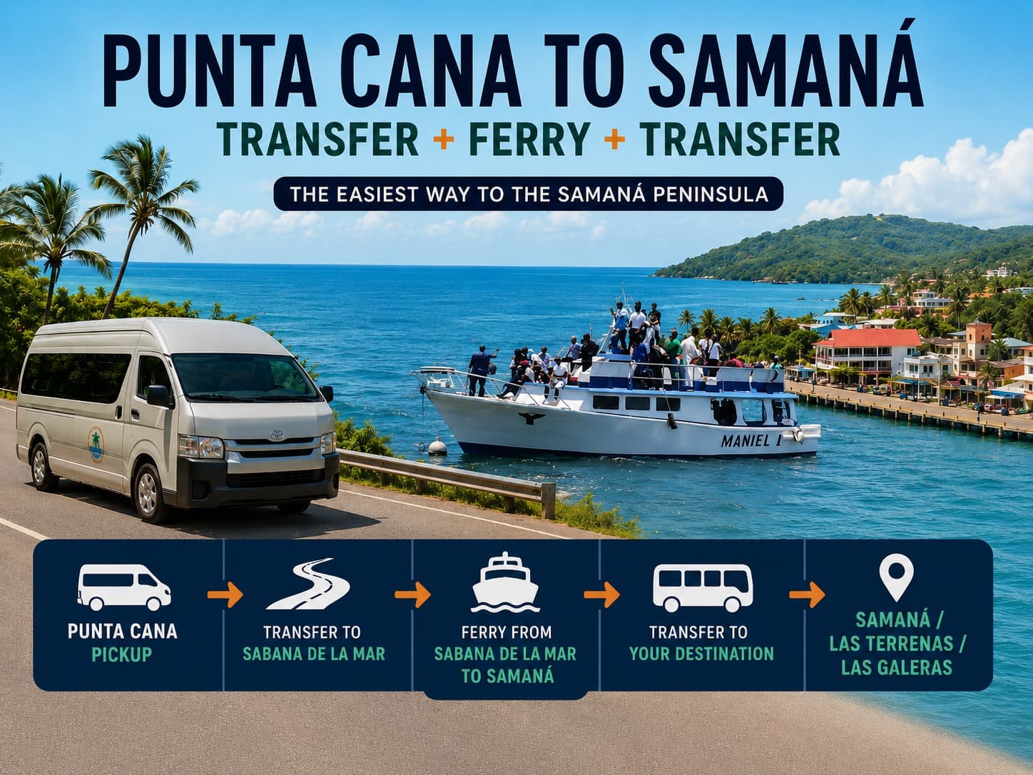 Ferry from Punta Cana to Samaná: Complete Transfer by Bus or Van + Ferry + Final Transfer to Samaná, Las Terrenas and Las Galeras - Los Haitises National Park Guide