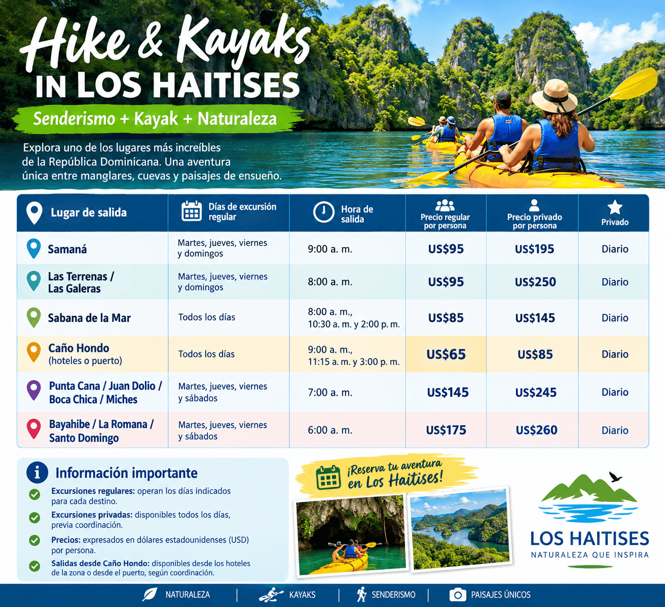 Caminata y Kayak Los Haitises: Precios y Tours
